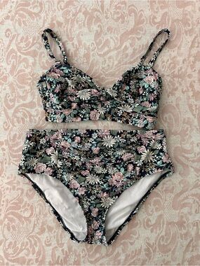 Kona Sol Floral Swim Bottoms in Navy, Pink, Green